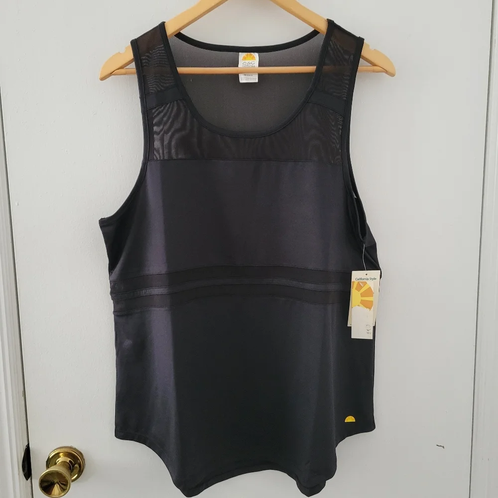 C & C California || (XL) Black Net Sleeveless Swim Tank